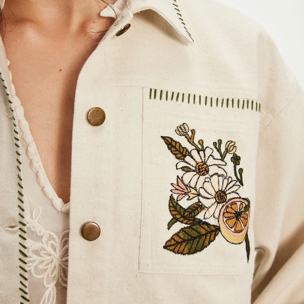 Free People x Denim and Bone Woodlands Embroidered Jacket - Picture 3 of 8